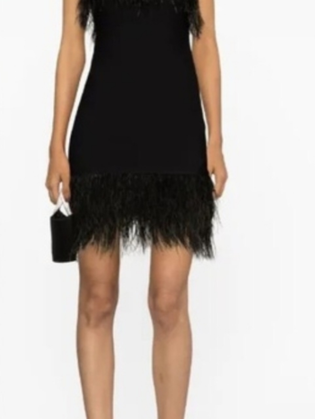 Staud Feather Trim Mini Thin Straps Cocktail Party Clubbing Funky Edgy Goth Punk